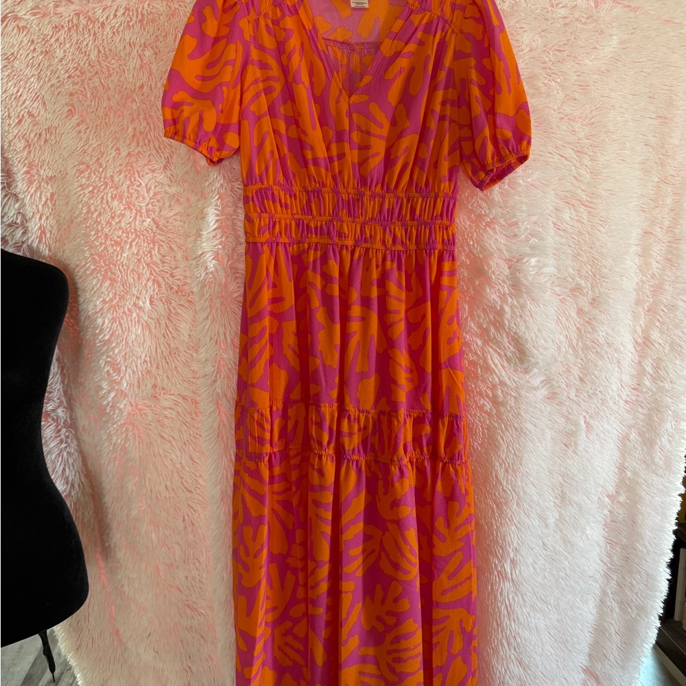 Vibrant Orange and Pink Women's Dress